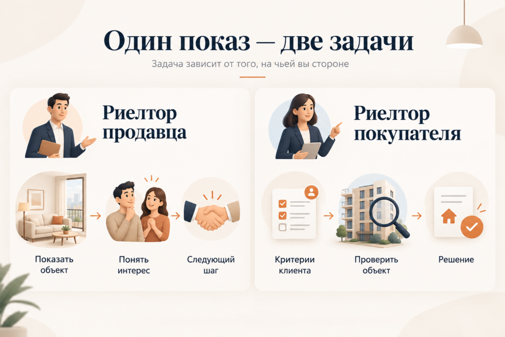 Разница между показом квартиры со стороны риелтора продавца и риелтора покупателя